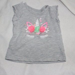 NWOT Grey Top with Unicorn & Flowers sz18m